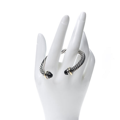 David Yurman Sterling Silver 14K Yellow Gold Black Onyx 7mm Cable Classics Bracelet 2 of 5
