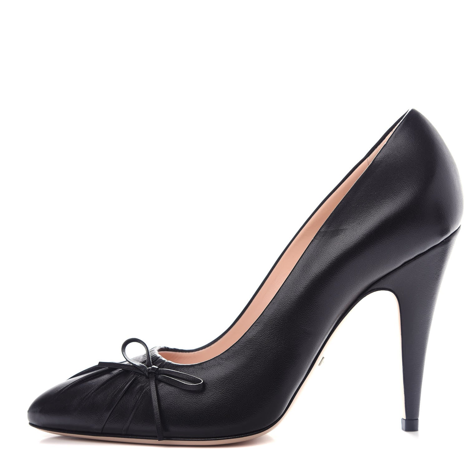 Gucci Nappa Bow High Heel Pumps 38.5 Black 1 of 11