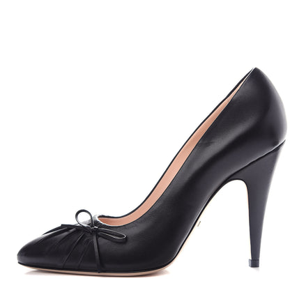 Gucci Nappa Bow High Heel Pumps 38.5 Black 1 of 11