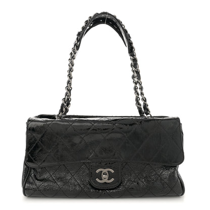 Chanel Distressed Patent Quilted Small Ritz Flap Bag Black 1 of 11