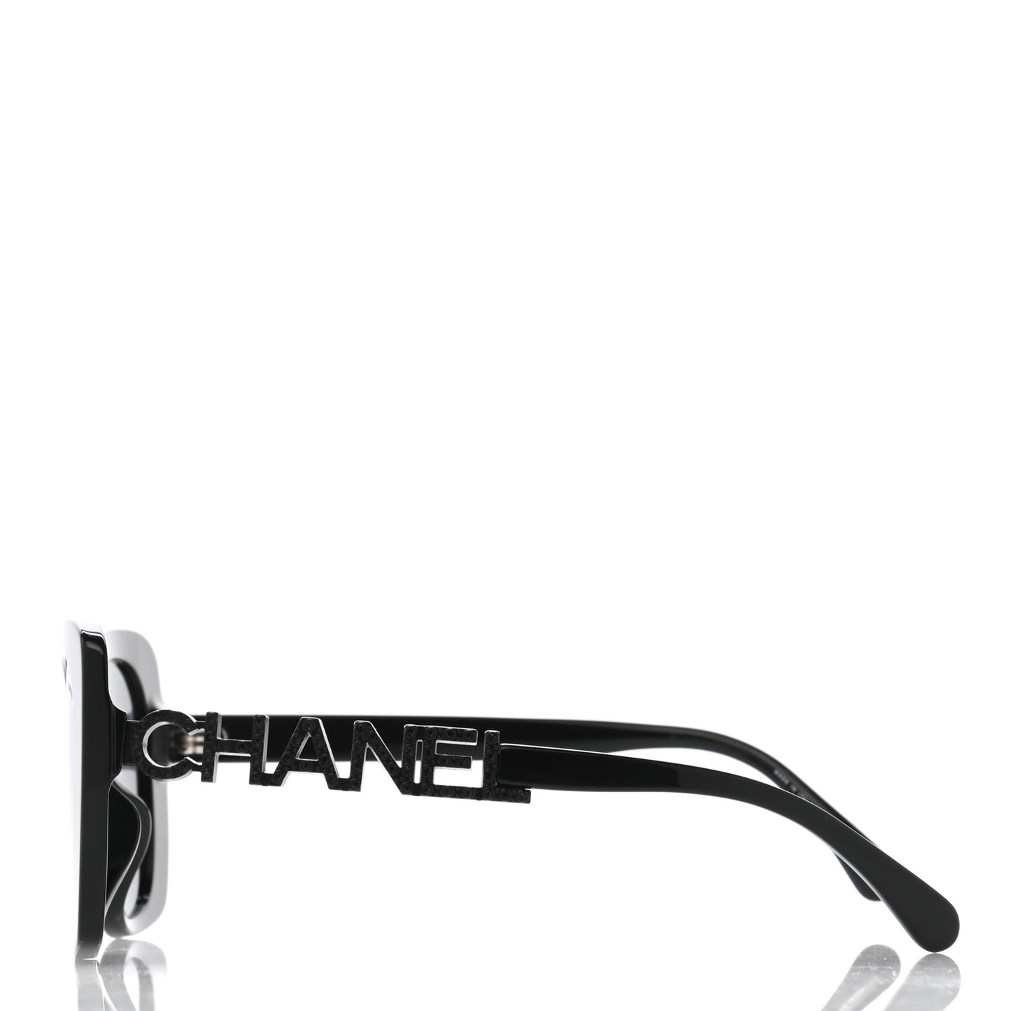 Acetate Strass Square Sunglasses 5422 Black