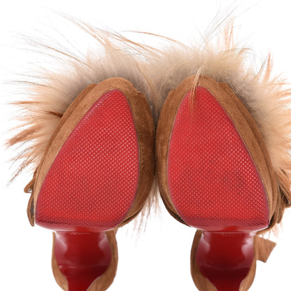 Christian Louboutin Suede Fox Fur Splash 150 Pumps 37.5 Camel 8 of 8