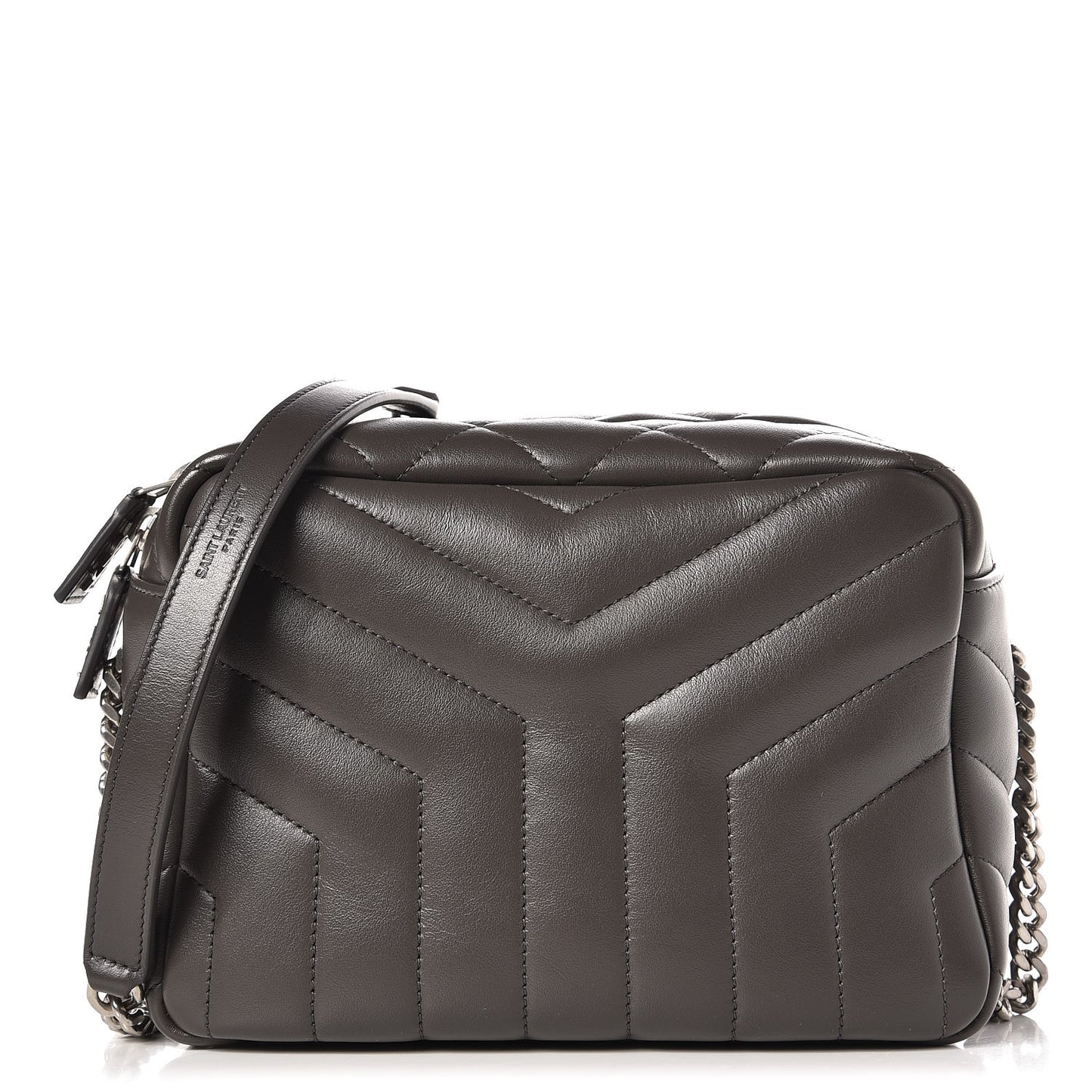 Calfskin Y Quilted Monogram Small Loulou Bowling Bag Asphalt