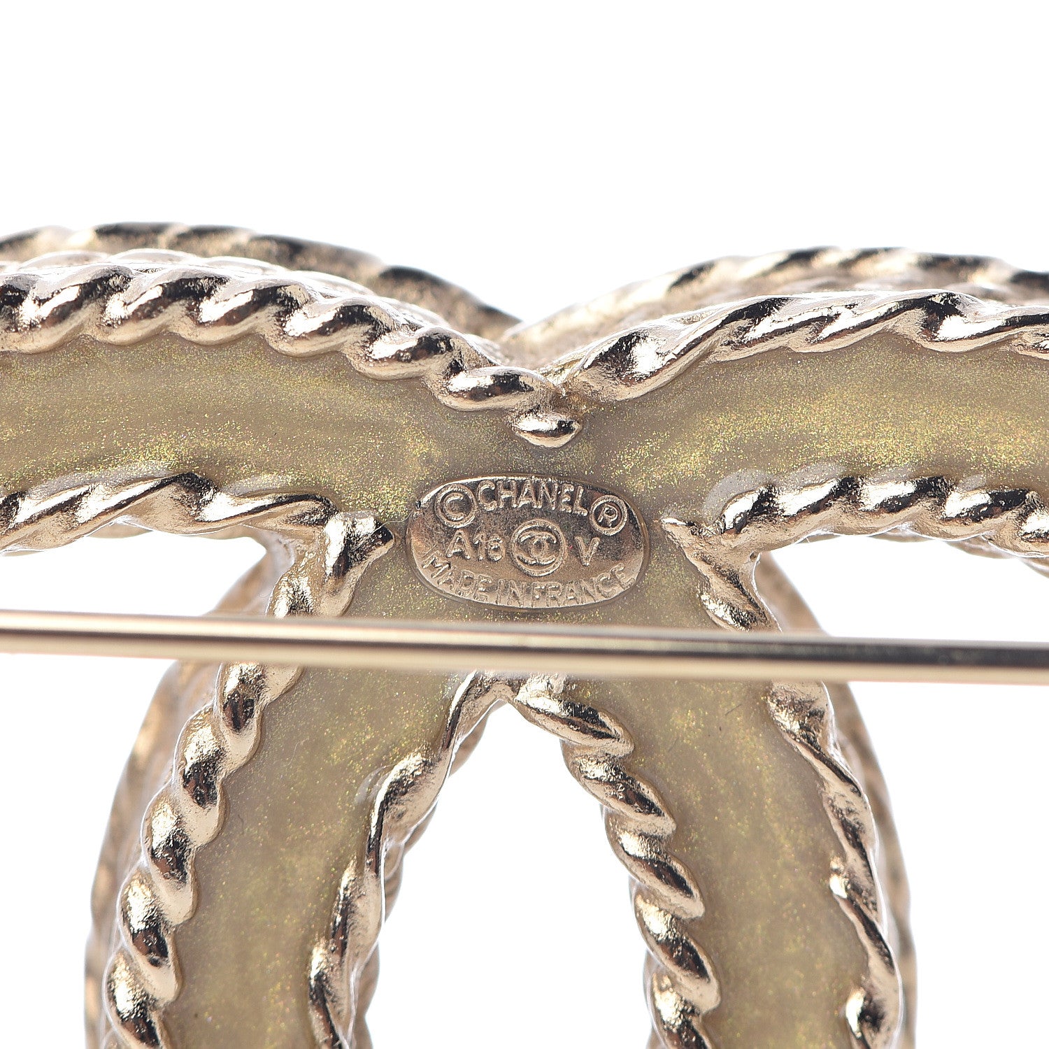 Chanel Crystal CC Brooch Pin Light Gold 3 of 4