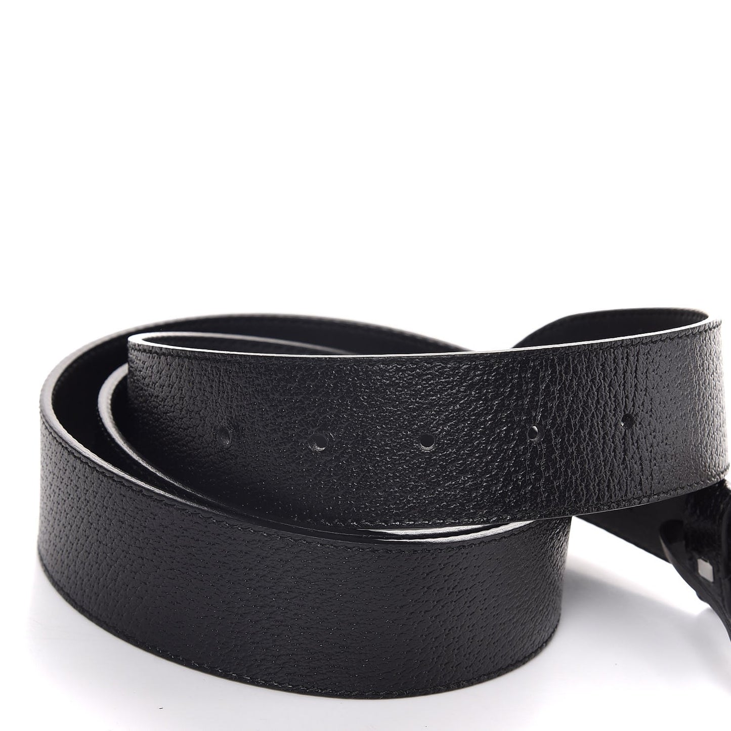 Textured Dollar Calfskin Nickel Double G 40mm Belt 115 46 Black