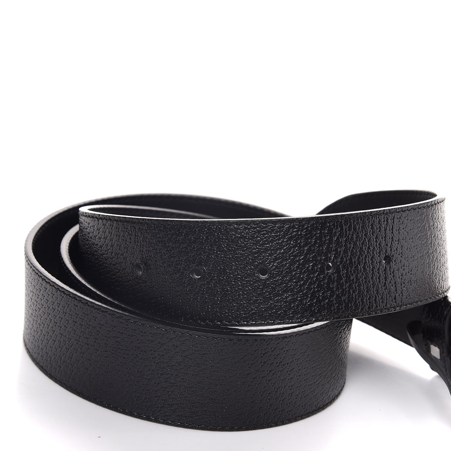 Gucci Textured Dollar Calfskin Nickel Double G 40mm Belt 115 46 Black 4 of 6