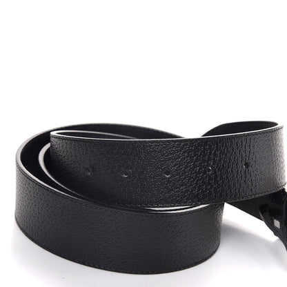Gucci Textured Dollar Calfskin Nickel Double G 40mm Belt 115 46 Black 4 of 6