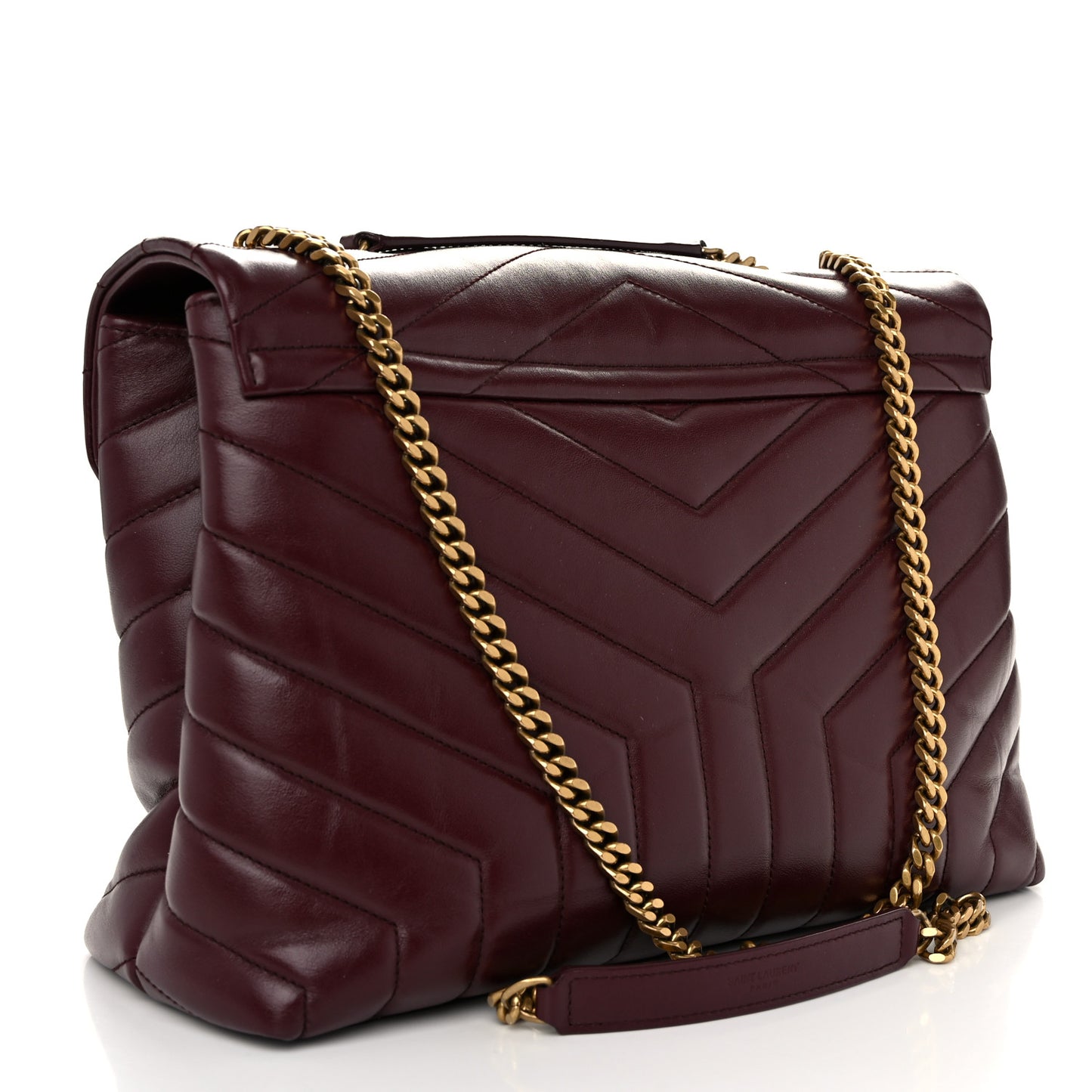 Calfskin Y Quilted Monogram Medium Loulou Chain Satchel Rouge Legion