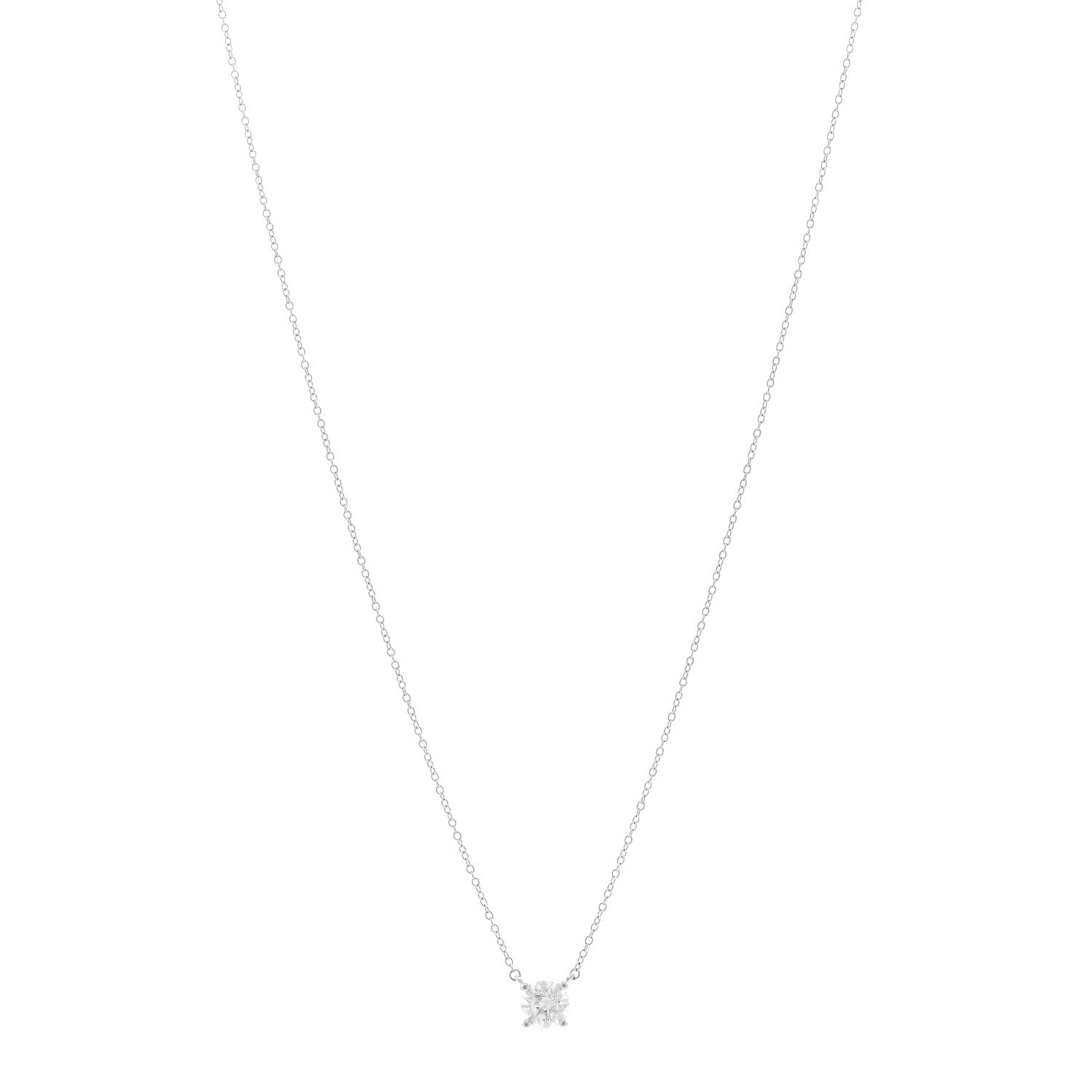 Tiffany Platinum Diamond .80ct Solitaire Pendant Necklace 1 of 5