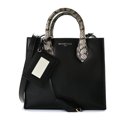 Balenciaga Calfskin Elaphe Snakeskin Mini Padlock All Afternoon Tote Black 1 of 9