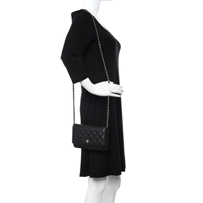 Chanel Lambskin Quilted Wallet On Chain WOC Black 2 of 11