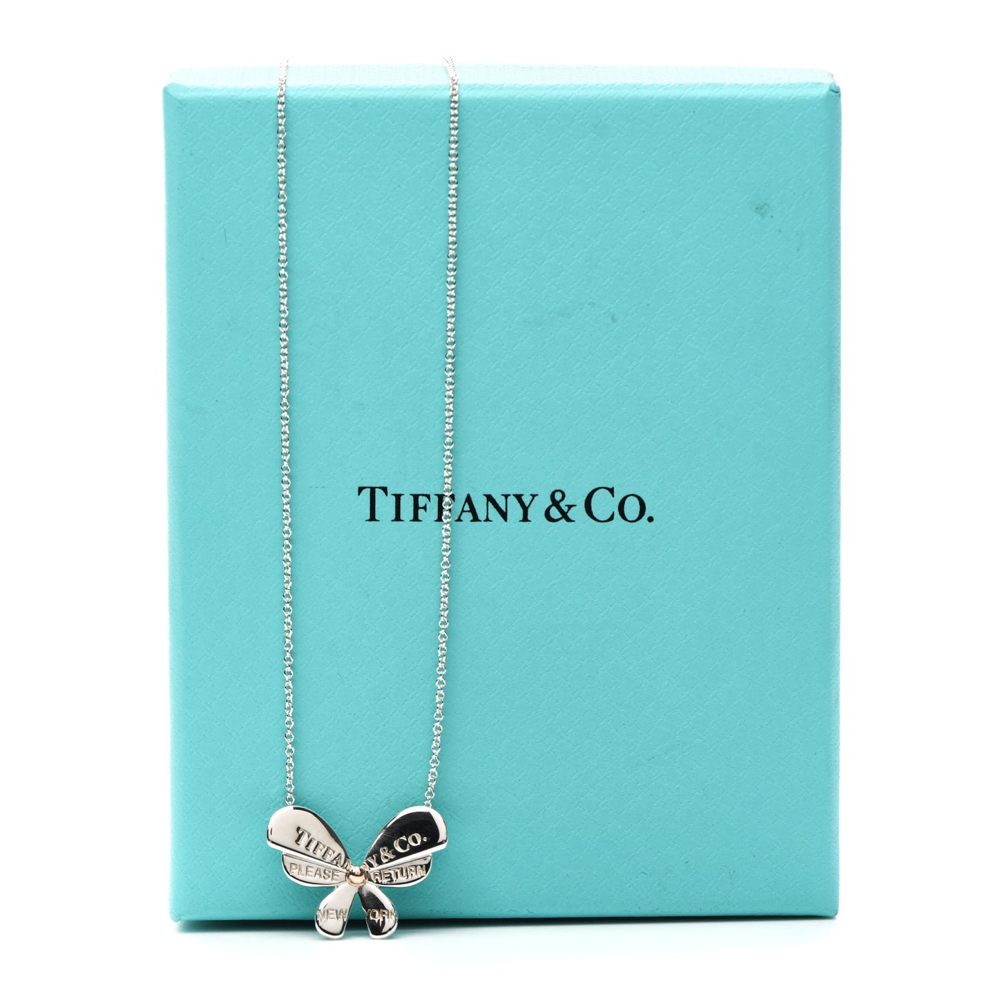 Sterling Silver 18K Rose Gold Return to Tiffany Love Bugs Butterfly Pendant Necklace