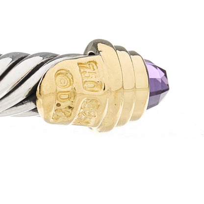 David Yurman Sterling Silver 18K Yellow Gold Amethyst 4mm Cable Kids Bracelet 4 of 4