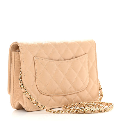 Chanel Caviar Quilted Wallet On Chain WOC Beige 3 of 14