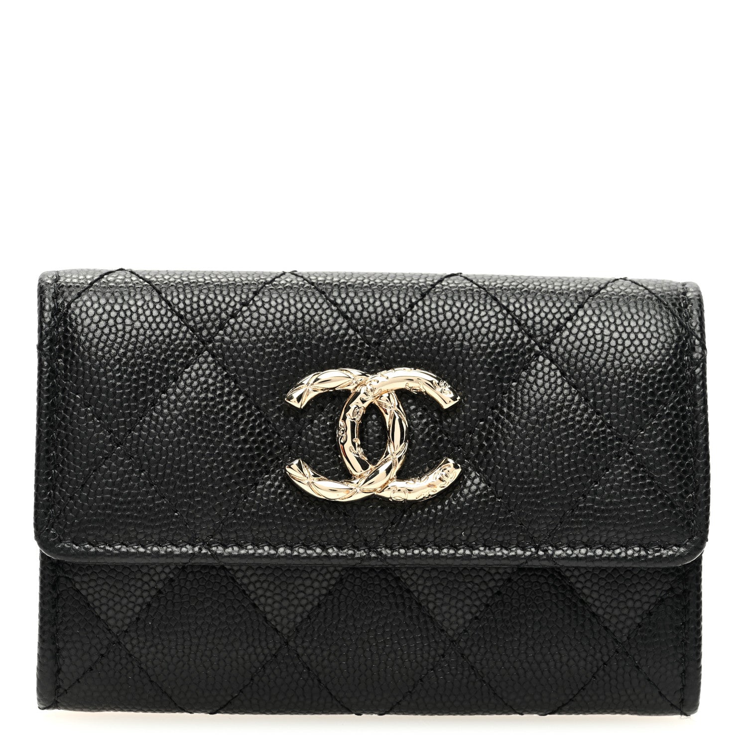 Chanel Caviar Quilted CC Flap Card Holder Black 1 of 8