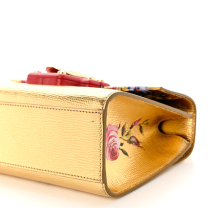 Dolce & Gabbana Metallic Calfskin Crystal Embellished Lucia Shoulder Bag Gold Multicolor 9 of 10