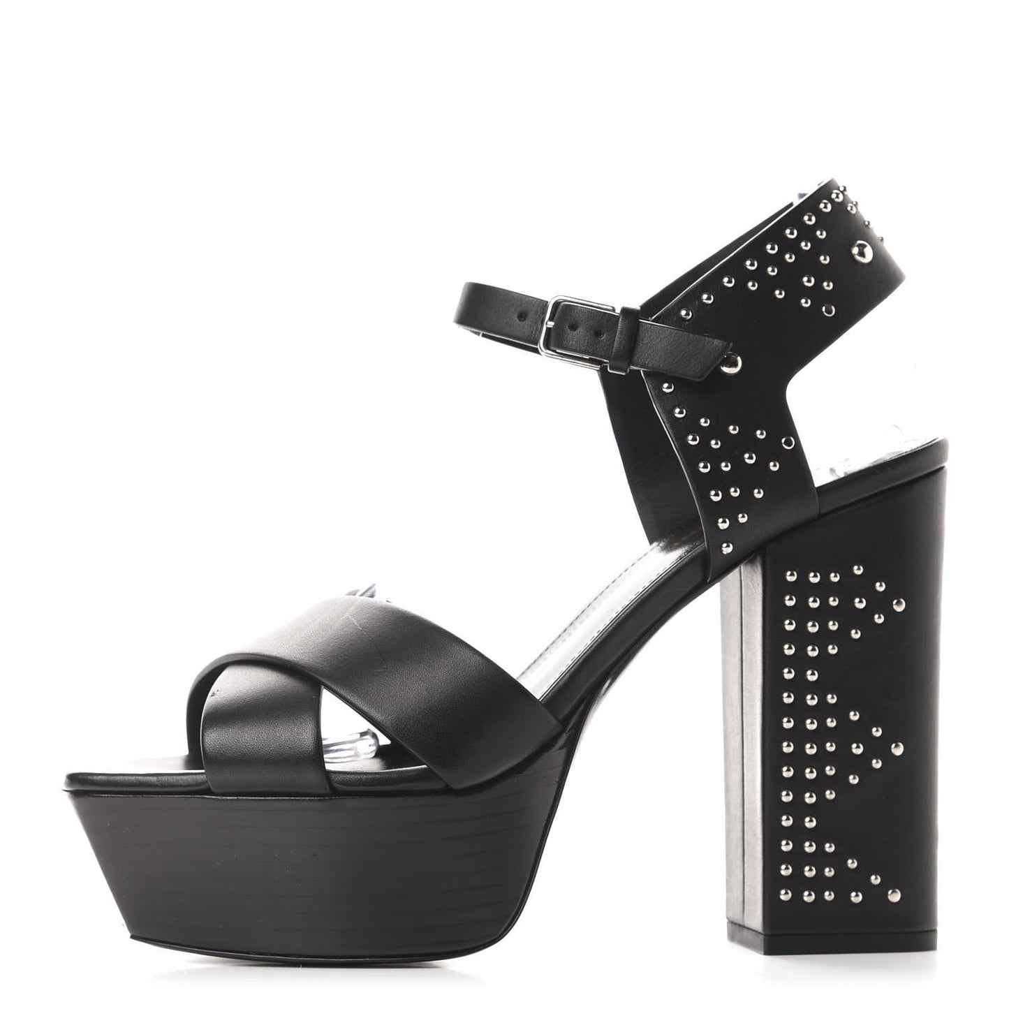 Calfskin Studded Farrah 80 Platform Sandals 40 Black