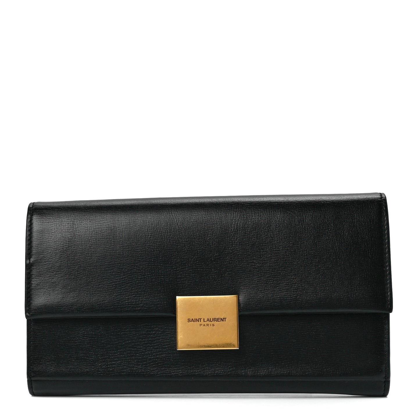 Calfskin Bellechasse Flap Clutch Wallet Black