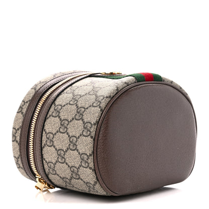 Gucci GG Supreme Monogram Textured Calfskin Web Ophidia Vanity Cosmetic Case Beige Ebony New Acero 4 of 13