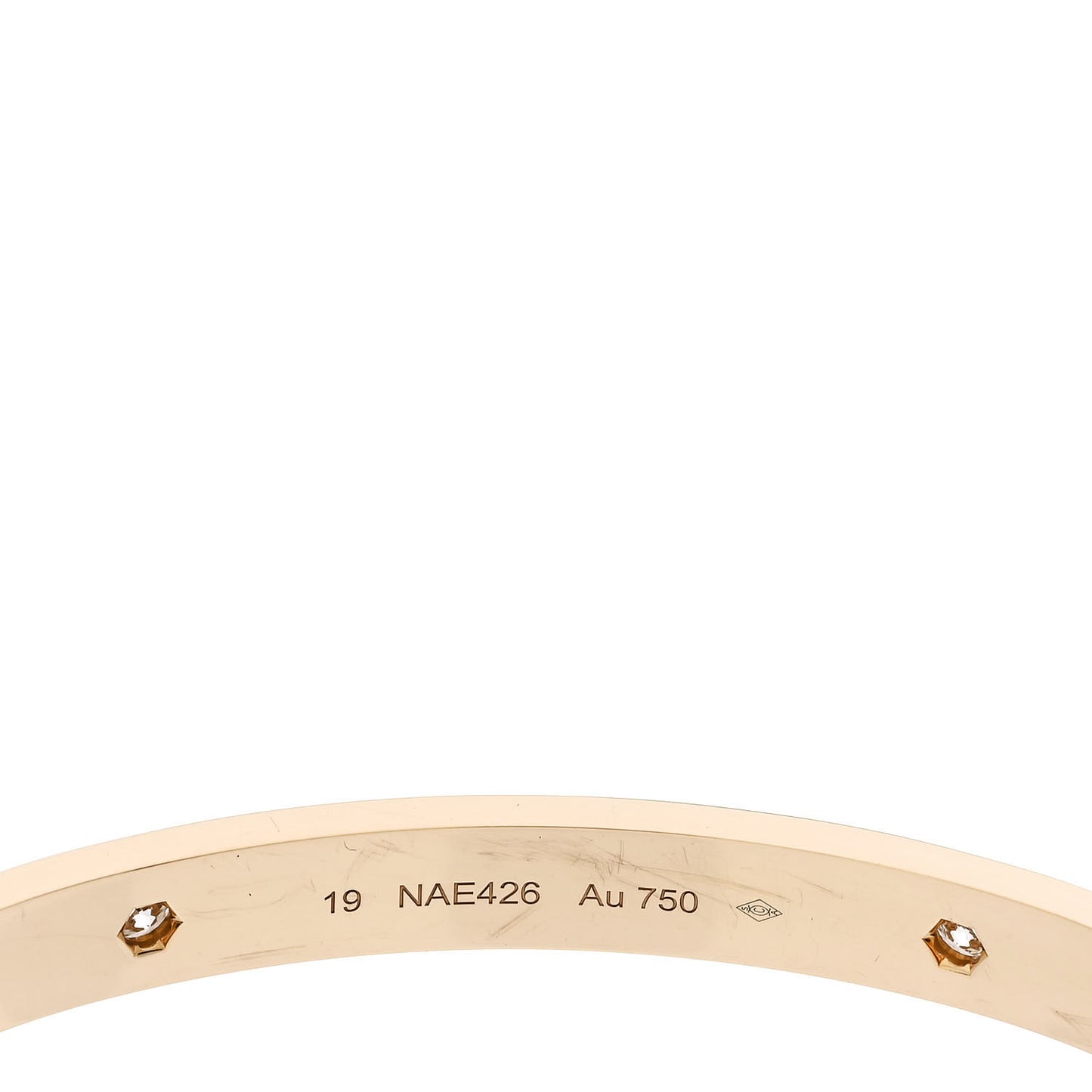 18K Yellow Gold 4 Diamond LOVE Bracelet 19