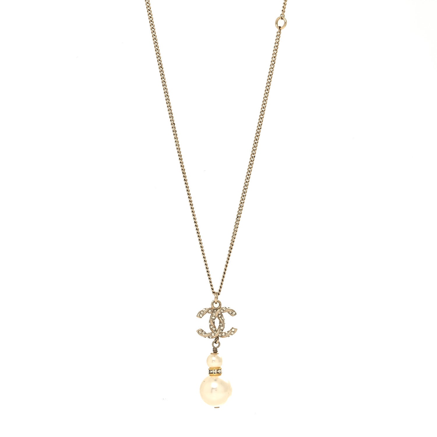 Chanel Pearl CC Pendant Necklace Gold 1 of 5