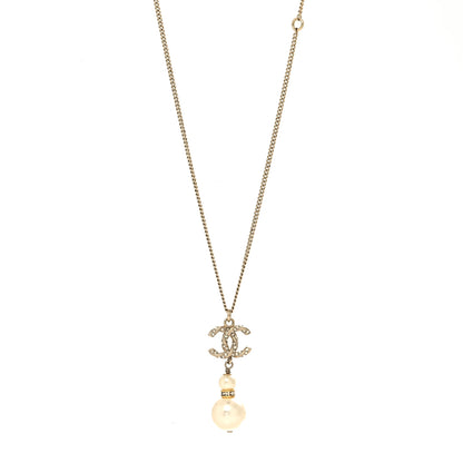 Chanel Pearl CC Pendant Necklace Gold 1 of 5