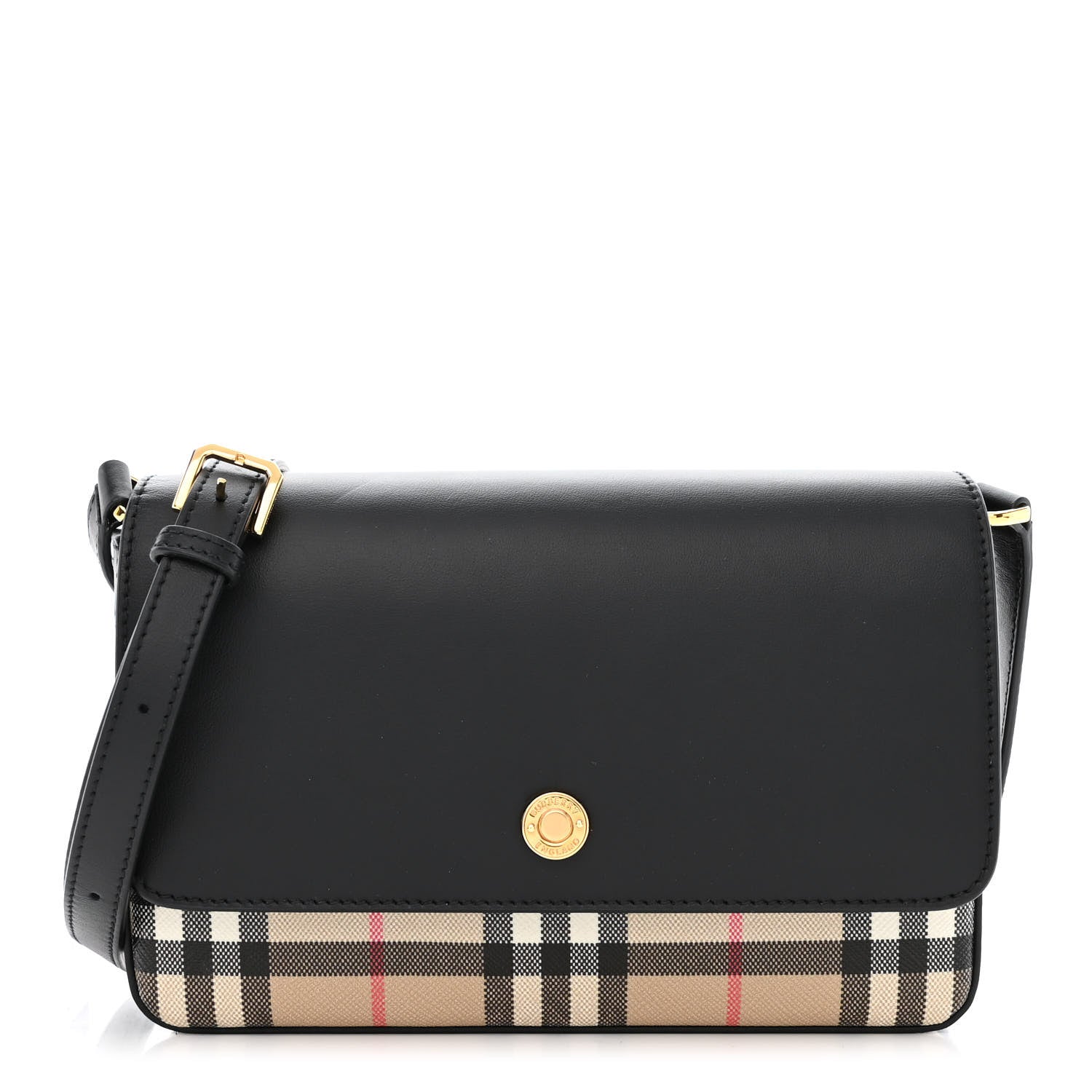 Burberry Calfskin Vintage Check New Hampshire Bag Black 1 of 11