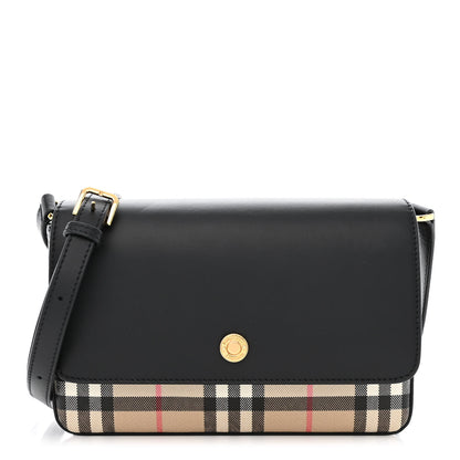 Burberry Calfskin Vintage Check New Hampshire Bag Black 1 of 11