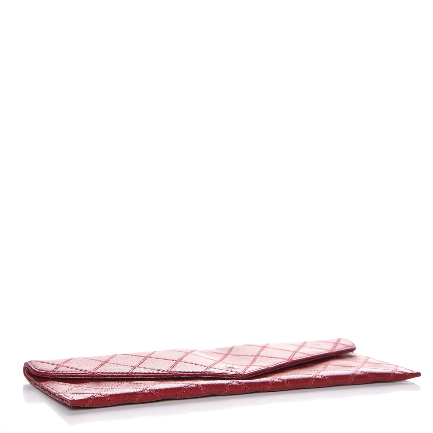 Lambskin Diamond Stitched Pouch Red