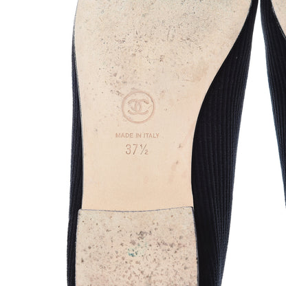 Chanel Velvet Patent Calfskin Cap Toe Ballerina Flats 37.5 Navy Black 8 of 15