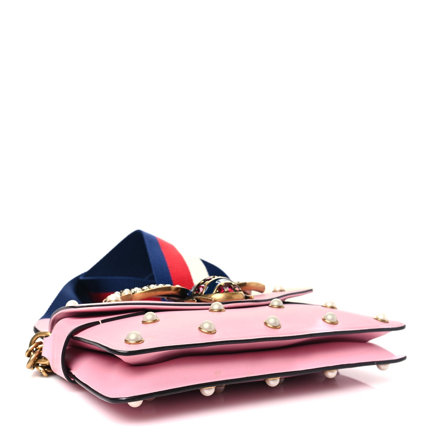 Gucci Nappa Pearl Studded Mini Queen Margaret Broadway Shoulder Bag Sugar Pink 4 of 13