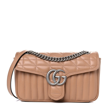Gucci Calfskin Matelasse Aria Small GG Marmont Shoulder Bag Camelia 1 of 10