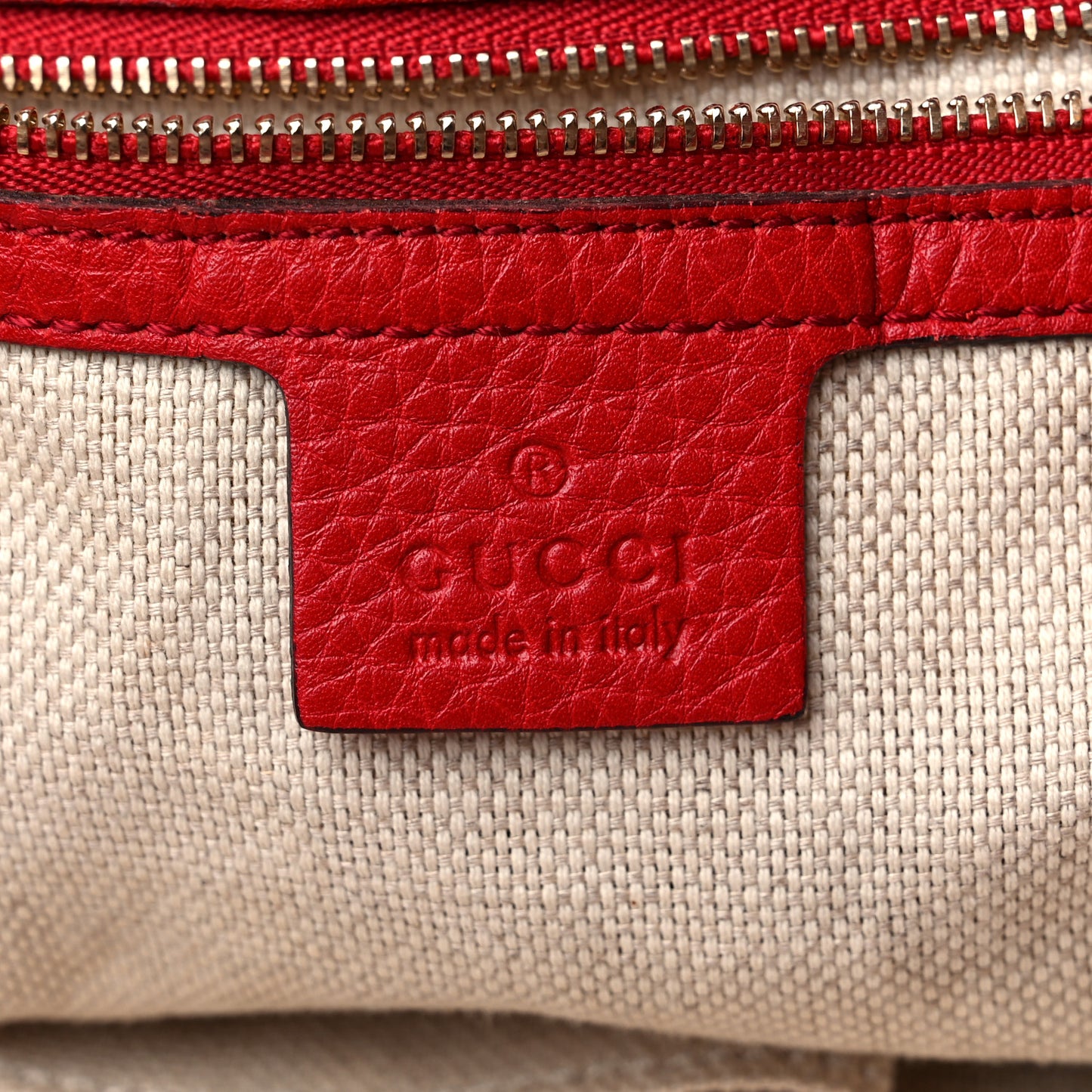 Pebbled Calfskin Large Soho Shoulder Bag Red
