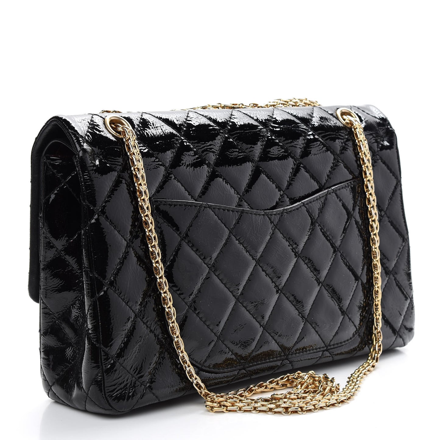 Distressed Patent Quilted 2.55 Reissue 227 Flap Black
