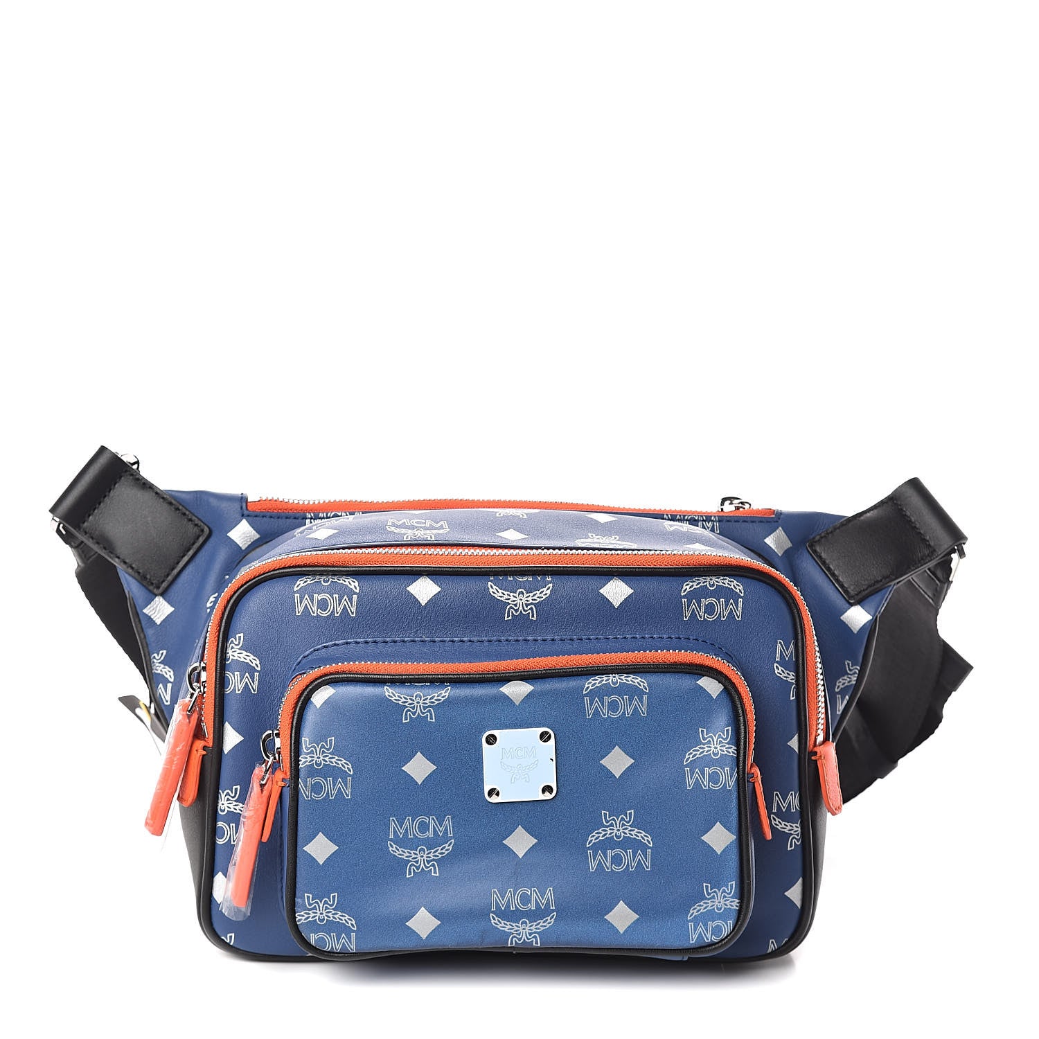 MCM Visetos Reflective Nylon Resnick Belt Bag Estate Blue 1 of 9