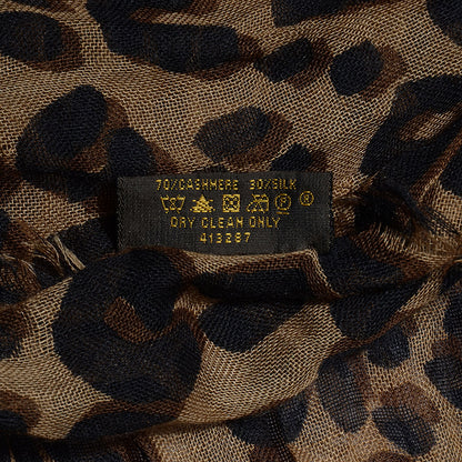 Louis Vuitton Cashmere Silk Leopard Stole Brown 6 of 6
