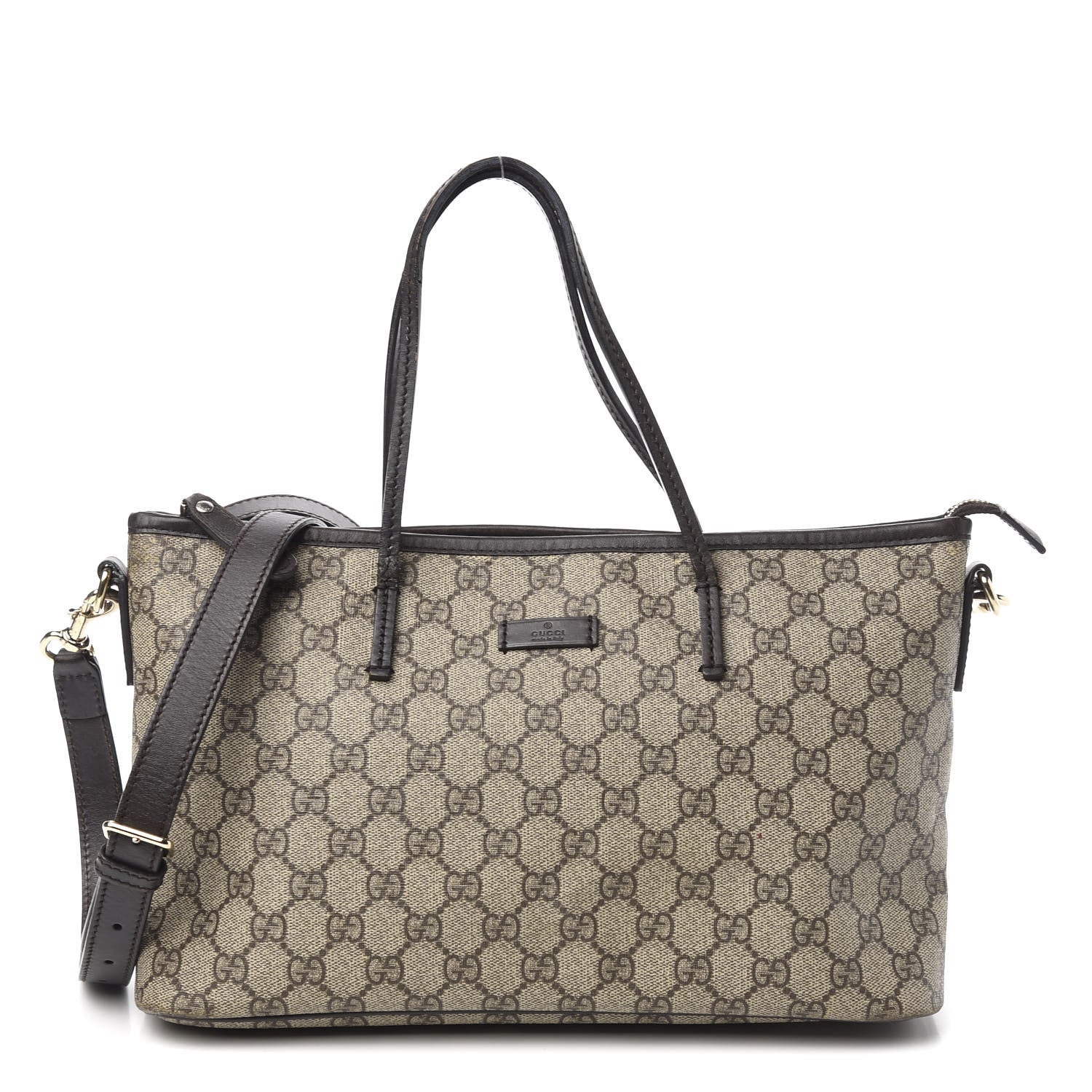 Gucci GG Supreme Monogram Medium Zippered Tote Dark Brown 1 of 27
