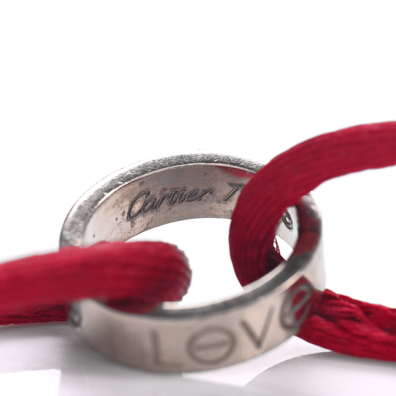 Cartier 18K White Gold Charity LOVE Adjustable Cord Bracelet Red 4 of 4