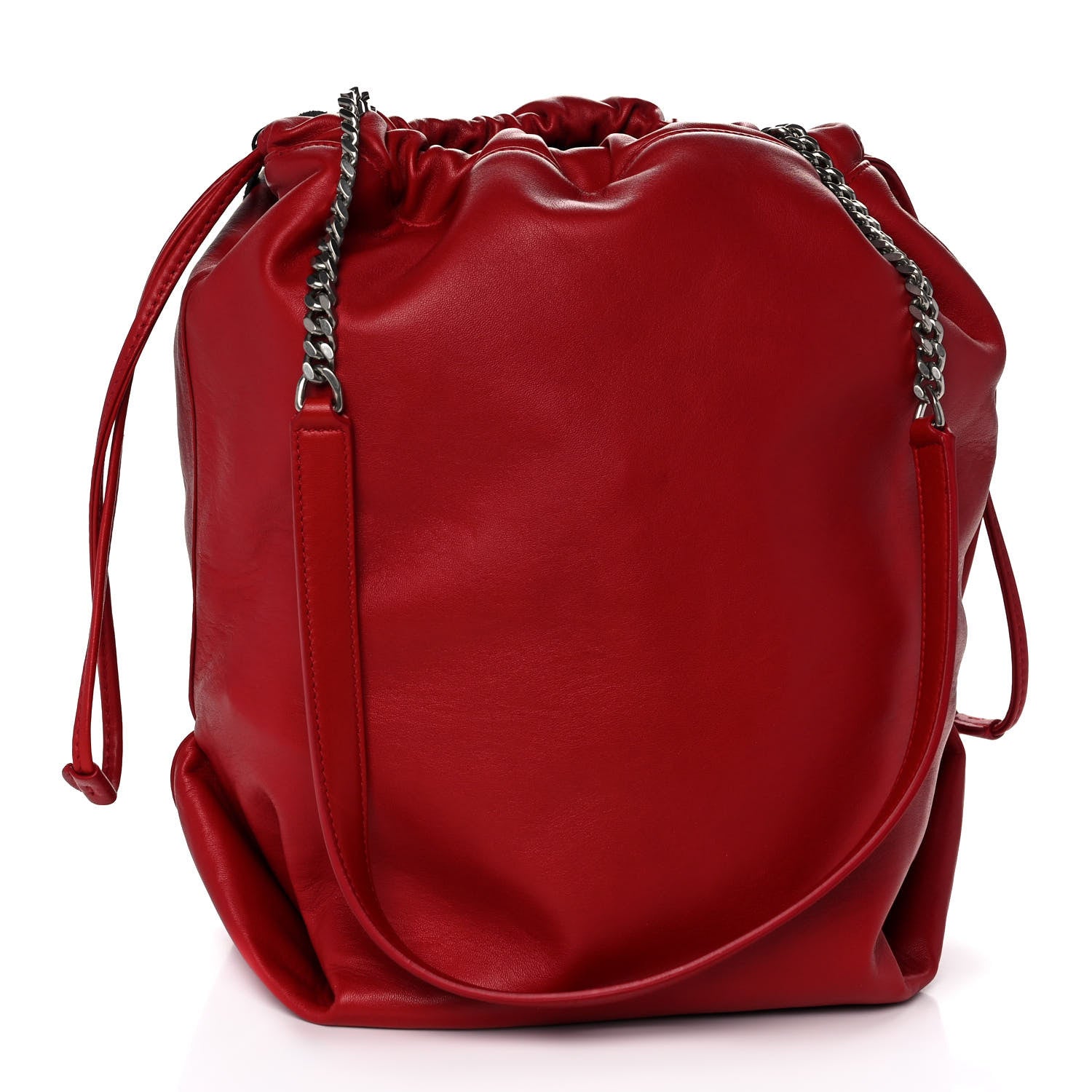 Saint Laurent Lambskin Teddy Drawstring Bag Eros Red 3 of 16