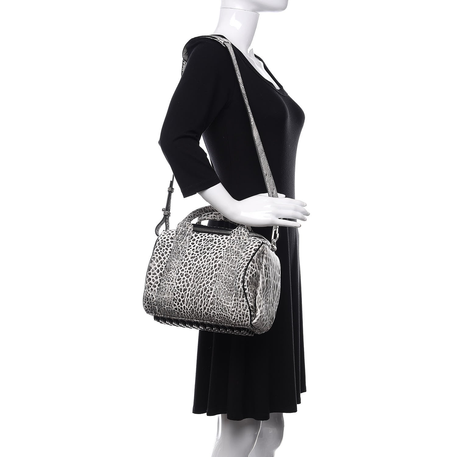 Alexander Wang Pebbled Lambskin Rockie Black White Rhodium Hardware 2 of 11