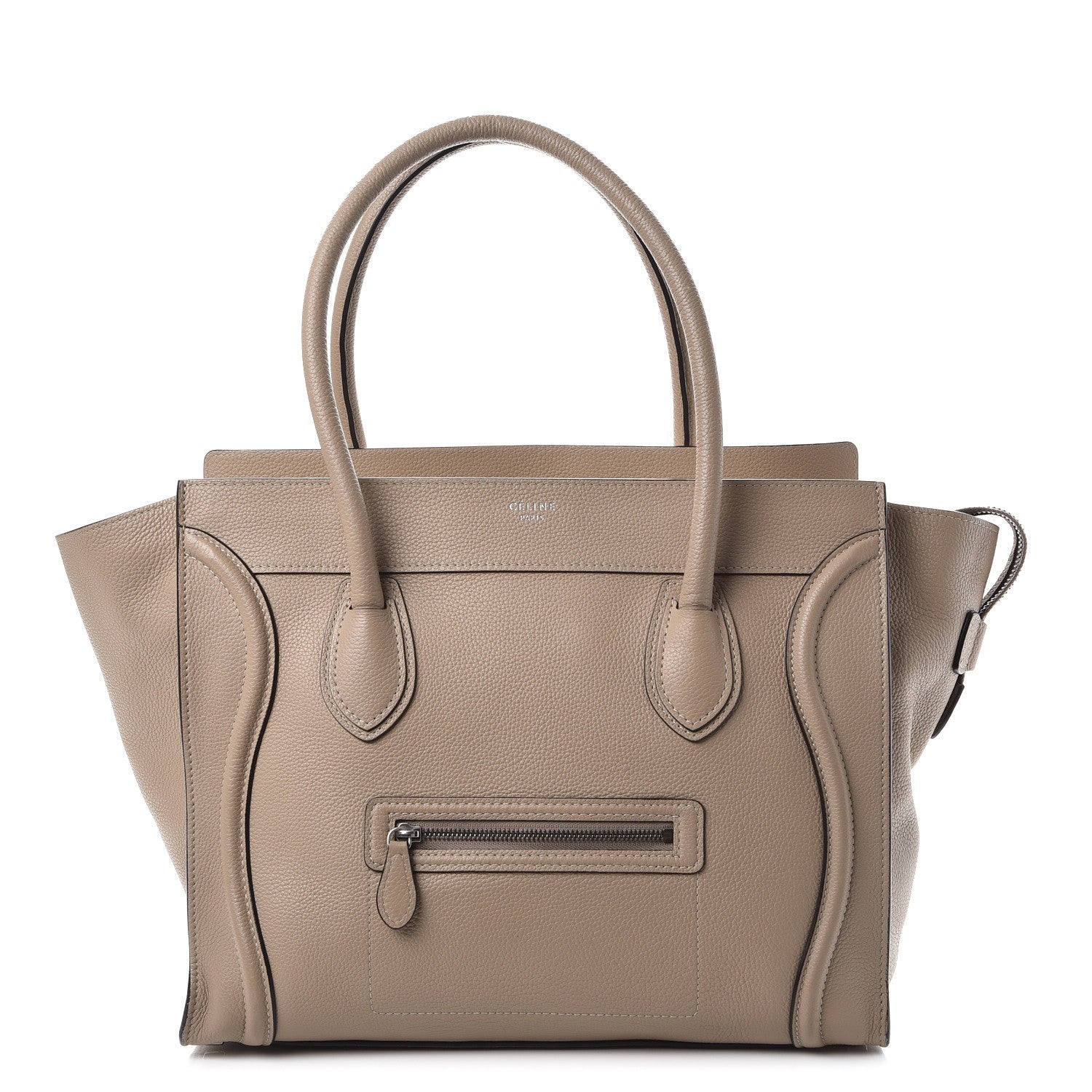 Celine Drummed Calfskin Shoulder Luggage Dune 1 of 8