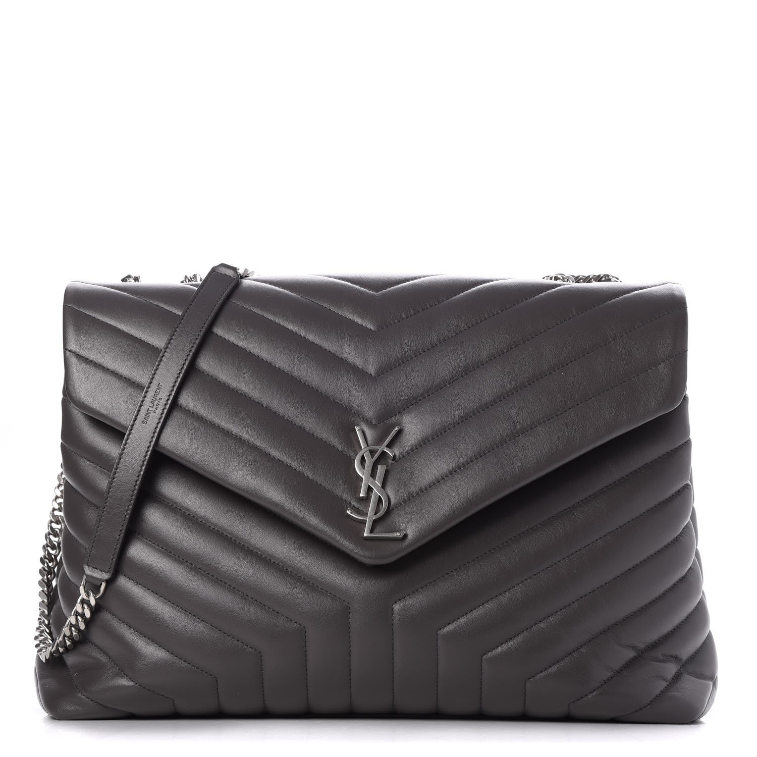 Saint Laurent Calfskin Y Quilted Monogram Large Loulou Chain Satchel Asphalt 1 of 7