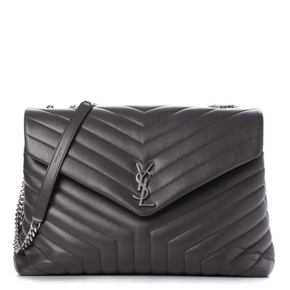 Saint Laurent Calfskin Y Quilted Monogram Large Loulou Chain Satchel Asphalt 1 of 7
