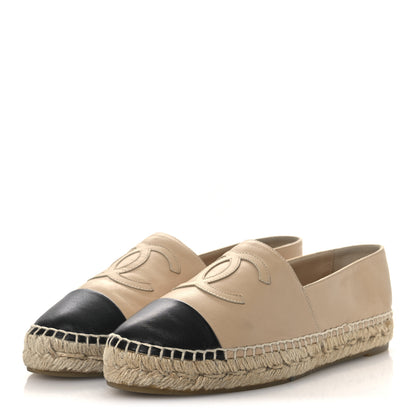 Chanel Lambskin CC Espadrilles 39 Beige Black 4 of 15