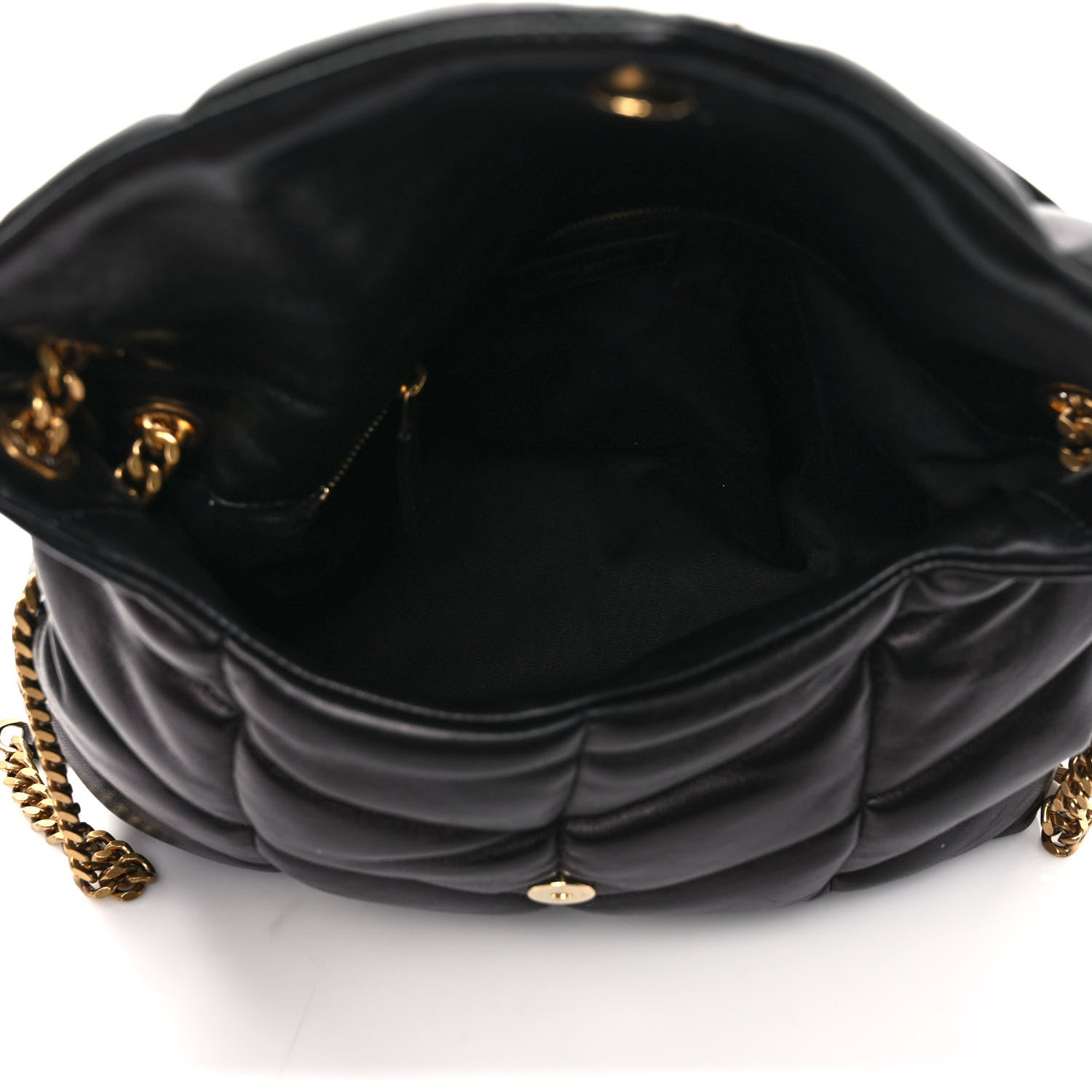 Saint Laurent Lambskin Quilted Medium Loulou Puffer Monogram Chain Satchel Black 5 of 12