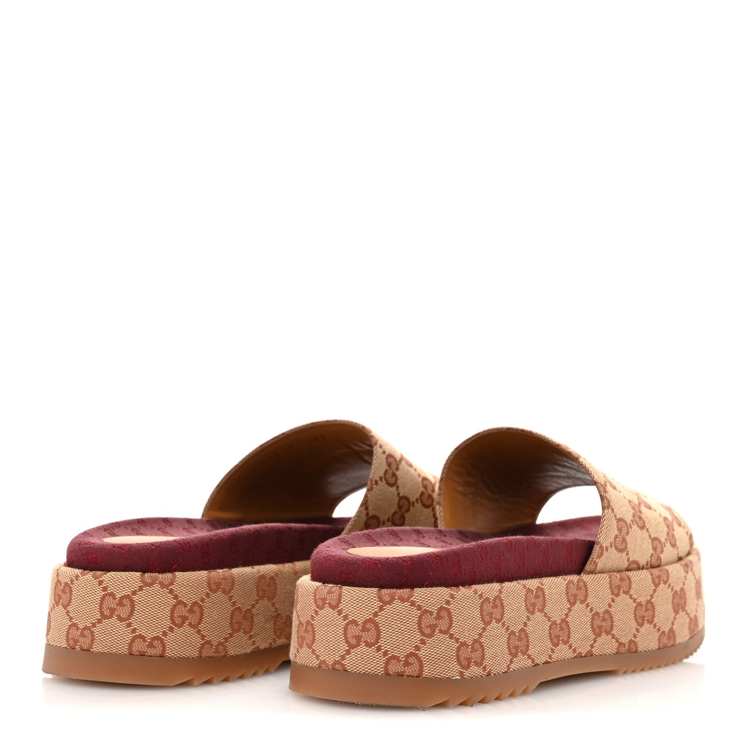 Gucci Canvas GG Monogram Angelina Platform Slide Sandals 40 Beige Ruggine 5 of 10