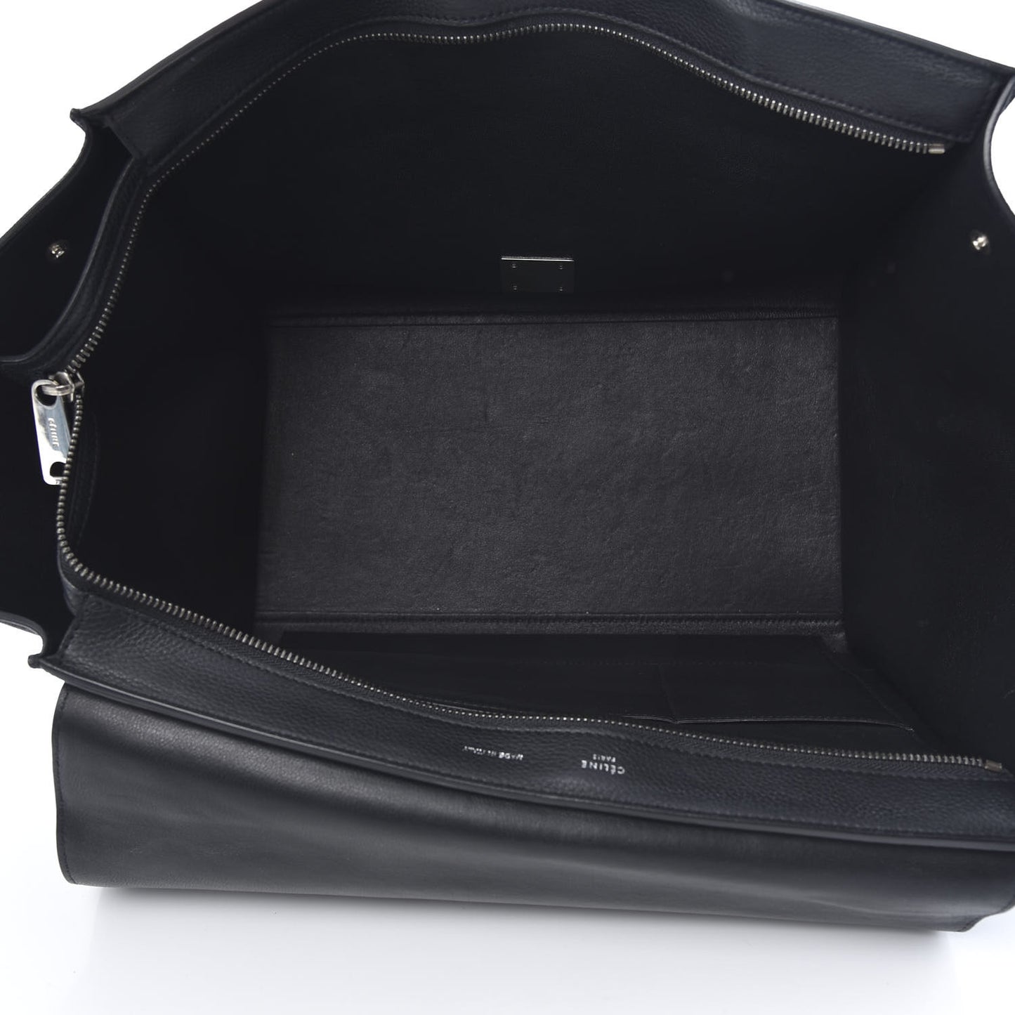 Drummed Calfskin Suede Large Trapeze Black