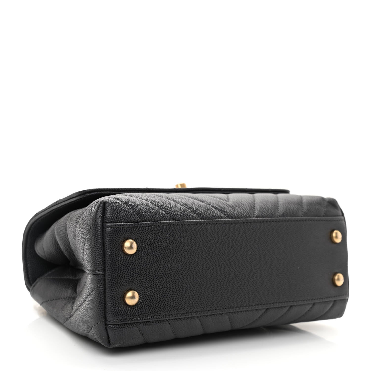 Chanel Caviar Chevron Quilted Mini Coco Handle Flap Dark Grey 4 of 11