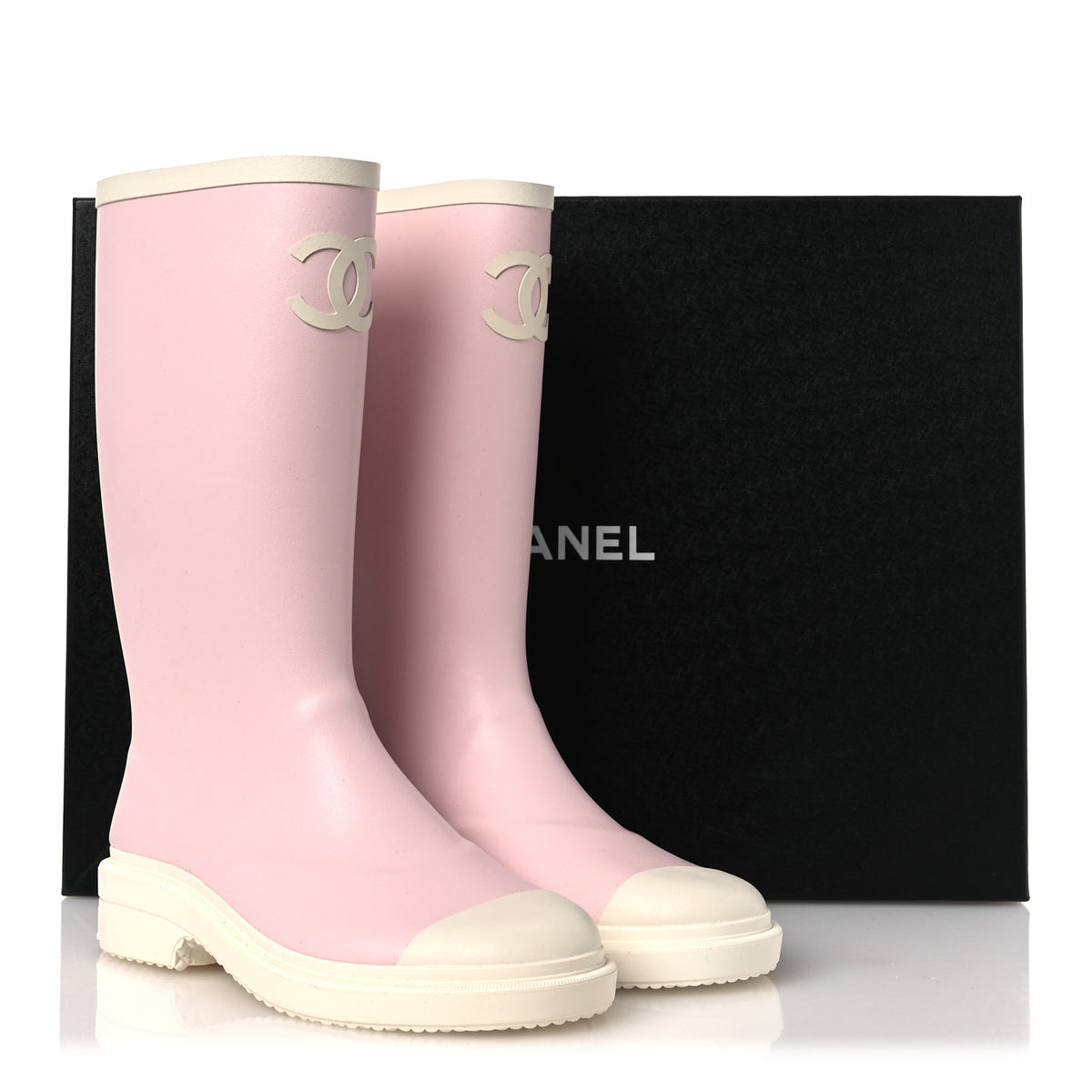 Chanel Caoutchouk CC High Boots 37 Rose 11 of 11