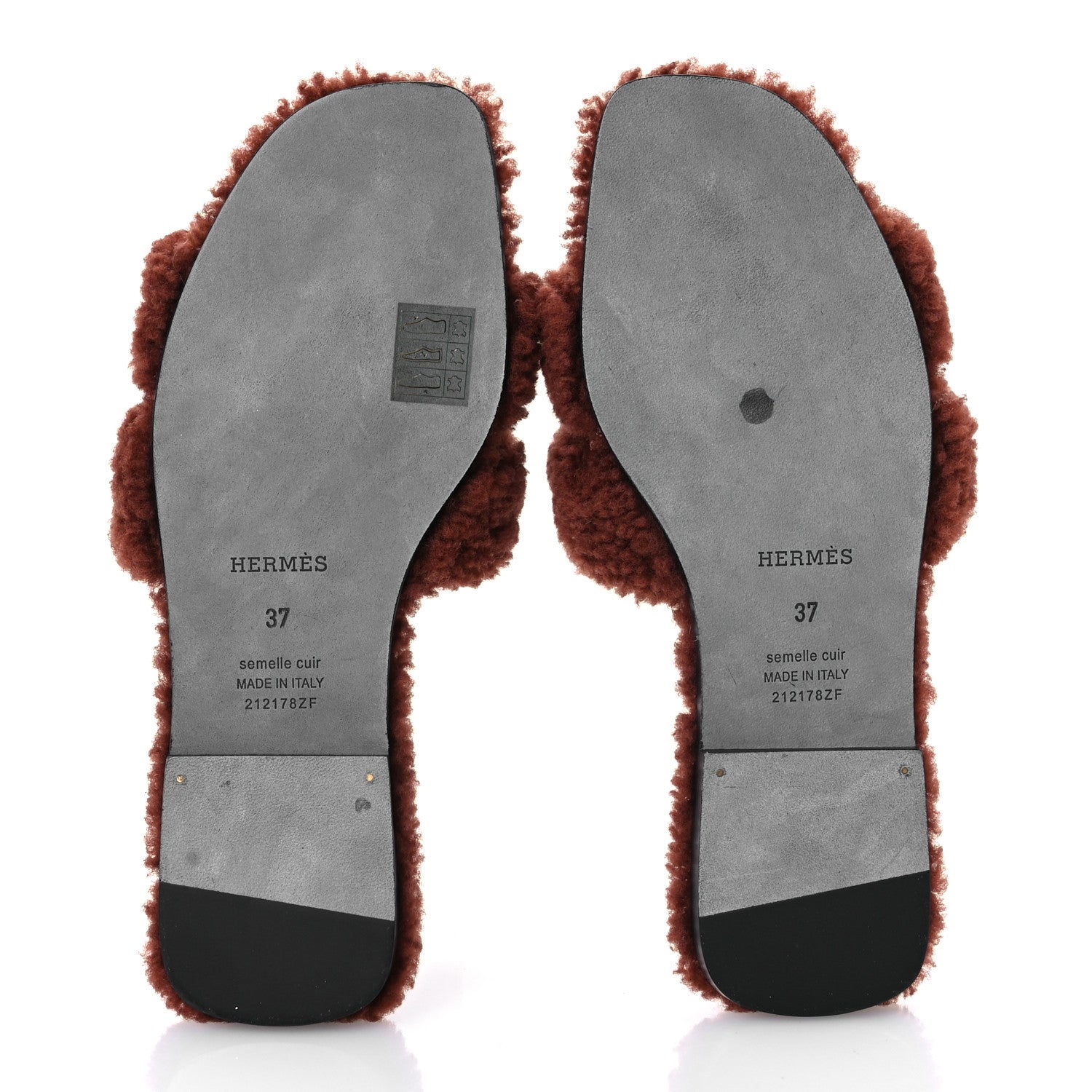 Hermes Woolskin Oran Sandals 37 Cognac 7 of 12
